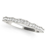 Single Row Milgrain Curved Half Eternity Ring in Gold & Platinum