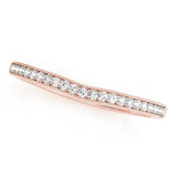 Single Row Milgrain Curved Half Eternity Ring in Gold & Platinum