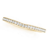 Single Row Milgrain Curved Half Eternity Ring in Gold & Platinum