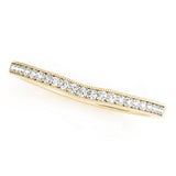 Single Row Milgrain Curved Half Eternity Ring in Gold & Platinum