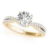 Crowned Engagment Rings Multi-Row Round Diamond Engagement Ring — 9K/18K Gold & Platinum
