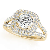Enchanted Halo Center Cushion Diamond Engagement Ring — 9K/18K Gold & Platinum