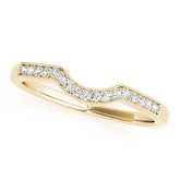 Prong in Channel Milgrain Curved Half Eternity Ring in Gold & Platinum