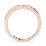 Prong in Channel Milgrain Curved Half Eternity Ring in Gold & Platinum