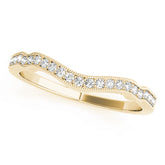 Curved Milgrain Diamond Half Eternity Ring in Gold & Platinum