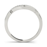 Curved Milgrain Diamond Half Eternity Ring in Gold & Platinum