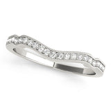 Curved Milgrain Diamond Half Eternity Ring in Gold & Platinum