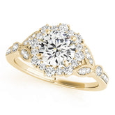 Exquisite Halo Round Diamond Engagement Ring — 9K/18K Gold & Platinum
