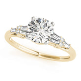 Brilliant Fancy Shape Baguette Remounts Round Diamond Engagement Ring — 9K/18K Gold & Platinum