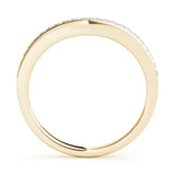 Single Row Prong Set Curved Half Eternity Ring in Gold & Platinum