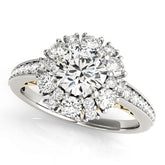 Romantic Halo Round Diamond Engagement Ring — 9K/18K Gold & Platinum