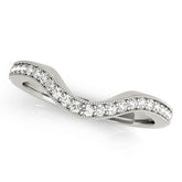 Single Row Prong Set Milgrain Curved Half Eternity Ring in Gold & Platinum
