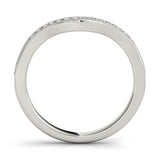 Single Row Prong Set Milgrain Curved Half Eternity Ring in Gold & Platinum