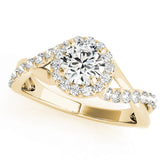 Celestial Halo Round Diamond Engagement Ring — 9K/18K Gold & Platinum