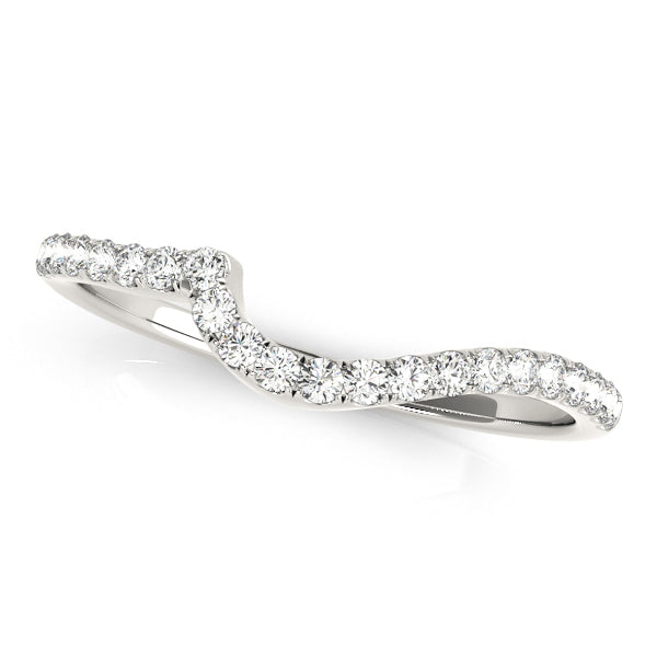 Single Row Split Prong Curved Half Eternity Ring in Gold & Platinum