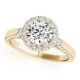 Classic Halo Round Diamond Engagement Ring — 9K/18K Gold & Platinum