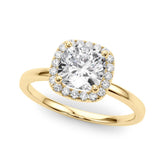Elegant Halo Cushion Diamond Engagement Ring — 9K/18K Gold & Platinum