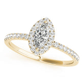 Vintage-Inspired Halo Marquise Diamond Engagement Ring — 9K/18K Gold & Platinum