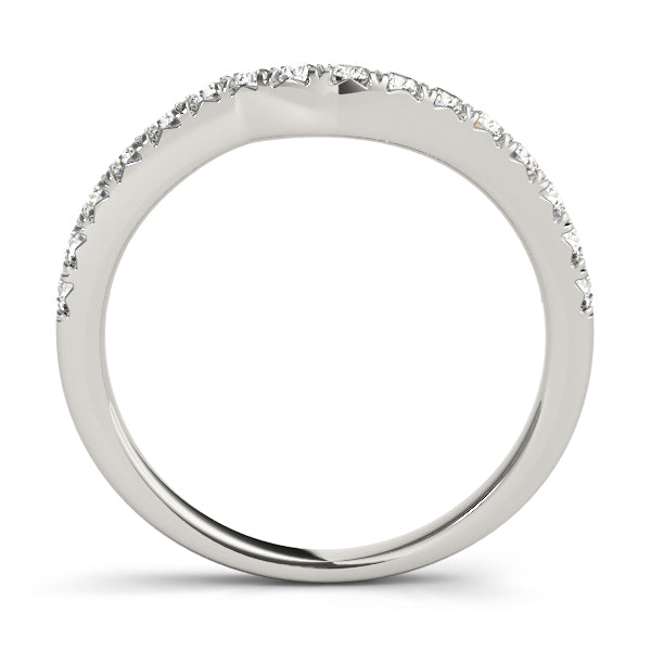 French Cut Curved Half Eternity Ring in Gold & Platinum