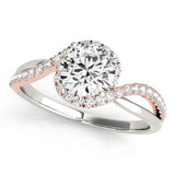 Vintage-Inspired Bypass Round Diamond Engagement Ring — 9K/18K Gold & Platinum