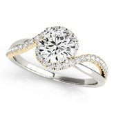 Vintage-Inspired Bypass Round Diamond Engagement Ring — 9K/18K Gold & Platinum
