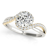 Vintage-Inspired Bypass Round Diamond Engagement Ring — 9K/18K Gold & Platinum