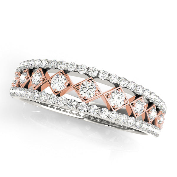 Prong Set Half Eternity Ring in Gold & Platinum