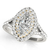 Cherished Halo Engagement Ring Marquise Diamond Engagement Ring — 9K/18K Gold & Platinum