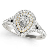 Noble Halo Pear Diamond Engagement Ring — 9K/18K Gold & Platinum