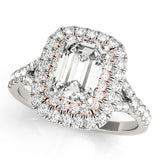Classic Cut Halo Emerald Diamond Engagement Ring — 9K/18K Gold & Platinum