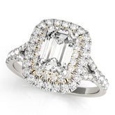 Classic Cut Halo Emerald Diamond Engagement Ring — 9K/18K Gold & Platinum