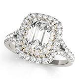 Classic Cut Halo Emerald Diamond Engagement Ring — 9K/18K Gold & Platinum