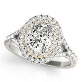 Elegant Halo Engagement Ring Oval Diamond Engagement Ring — 9K/18K Gold & Platinum