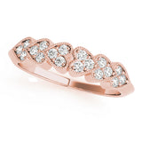 Heart Milgrain Half Eternity Ring in Gold & Platinum