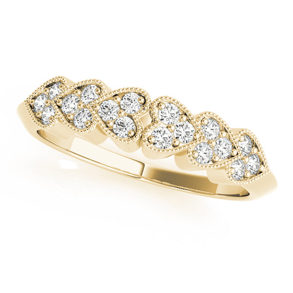 Heart Milgrain Half Eternity Ring in Gold & Platinum