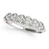 Heart Milgrain Half Eternity Ring in Gold & Platinum