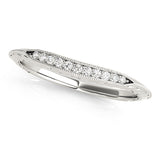 Vintage Inspired Filigree Prong Curved Half Eternity Ring in Gold & Platinum