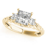 Exquisite Sidestone Princess Diamond Engagement Ring — 9K/18K Gold & Platinum