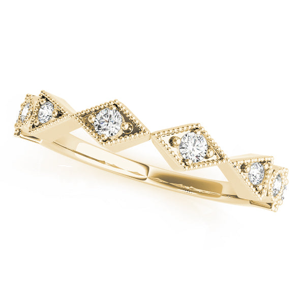 Vintage Milgrain Half Eternity Ring in Gold & Platinum