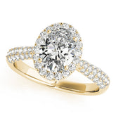 Sophisticated Multi-Row Oval Diamond Engagement Ring — 9K/18K Gold & Platinum
