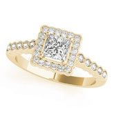 Crowned Sidestone Cushion Diamond Engagement Ring — 9K/18K Gold & Platinum