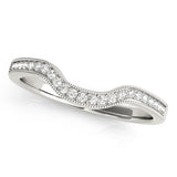 Milgrain Prong Set Curved Half Eternity Ring in Gold & Platinum