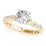 Vintage-Inspired Braided Shank Engagement Ring Round Diamond Engagement Ring — 9K/18K Gold & Platinum