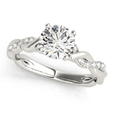 Vintage-Inspired Braided Shank Engagement Ring Round Diamond Engagement Ring — 9K/18K Gold & Platinum