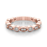 Vintage-Inspired Milgrain Half Eternity Ring in Gold & Platinum