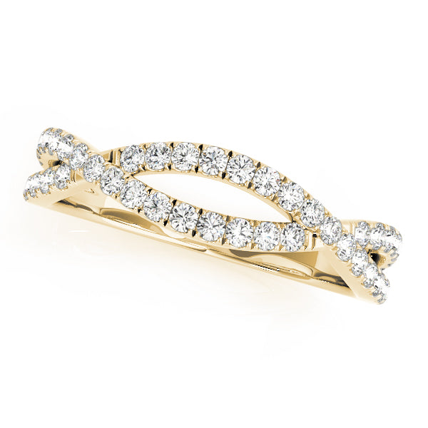 Twisted Shank Curved Half Eternity Ring in Gold & Platinum