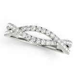 Twisted Shank Curved Half Eternity Ring in Gold & Platinum