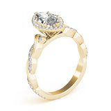 Signature Braided Shank With Halo Head Marquise Diamond Engagement Ring — 9K/18K Gold & Platinum