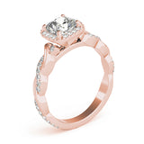 Artisan Braided Shank With Halo Head Cushion Diamond Engagement Ring — 9K/18K Gold & Platinum