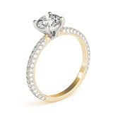 Classic Pave Engagement Ring With Head Round Diamond Engagement Ring — 9K/18K Gold & Platinum